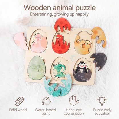 Montessori Wooden Animal & Vehicle Puzzle Set