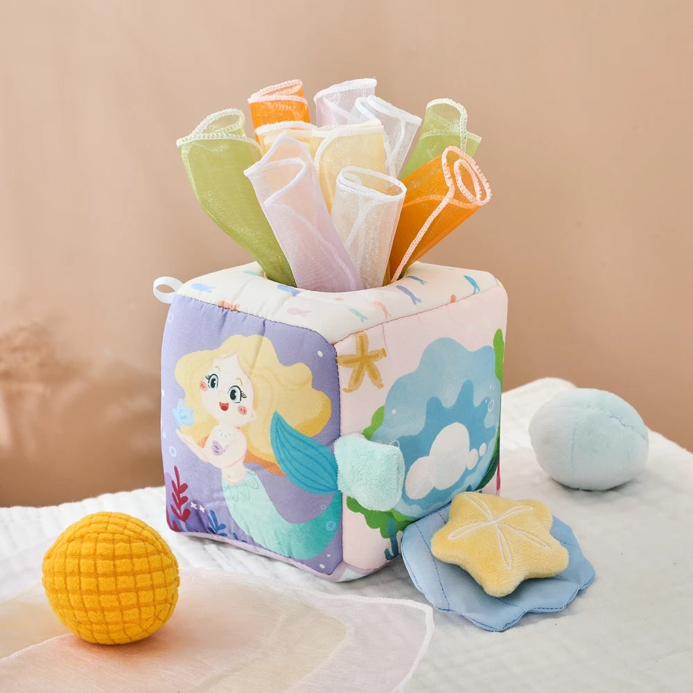 Mermaid Sensory Activity Box – Plush Baby Learning Cube