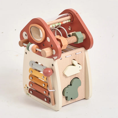 Wooden Mushroom Toy for Toddlers – Montessori Activity Cube