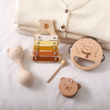 Bear-Themed Baby Musical Instrument Set – 5-Piece Montessori Music Toys