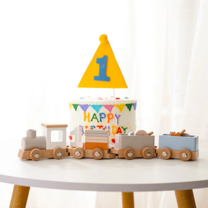 Wooden Birthday Train Set – Number Display 1–5 for Baby & Toddler Celebrations