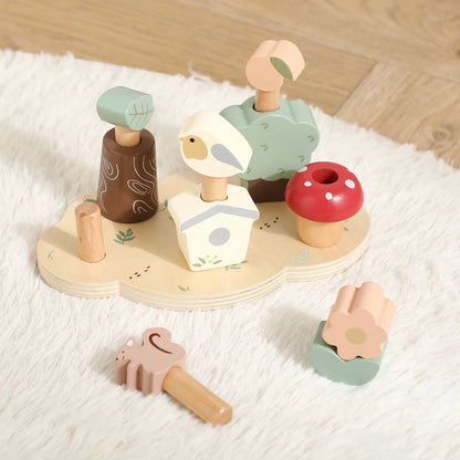Montessori Wooden Forest Pop Up Toy – Nature Animal Play Set for Toddlers