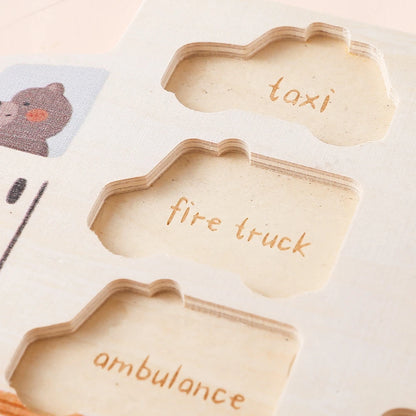 3D Montessori Wooden Vehicle Puzzle