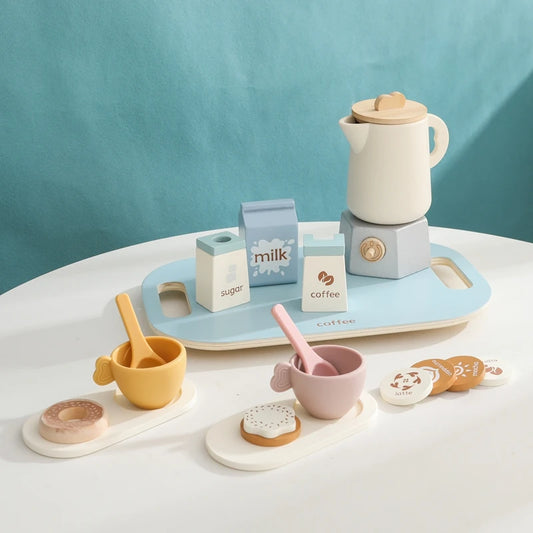 Montessori Wooden Coffee Set with Biscuits – Pretend Play Toy