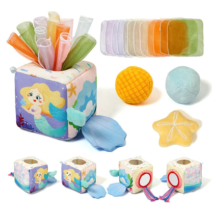 Mermaid Sensory Activity Box – Plush Baby Learning Cube
