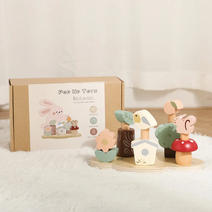 Montessori Wooden Forest Pop Up Toy – Nature Animal Play Set for Toddlers