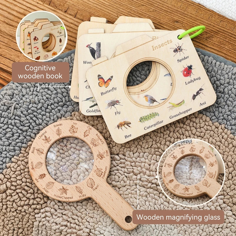 Wooden Flower & Leaf Discovery Set for Kids – Montessori Nature Exploration Toy