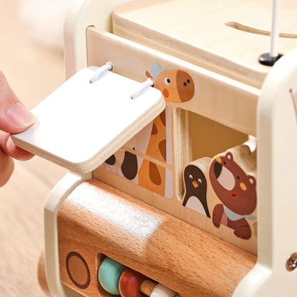 Wooden Montessori Activity Bus  – Sensory and Motor Skills Toddlers