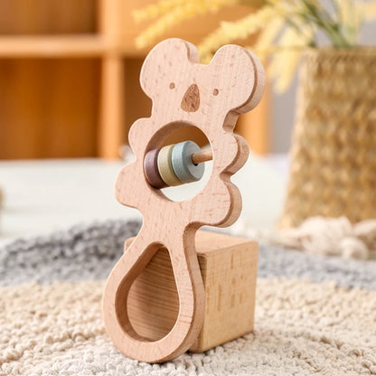 Wooden Montessori Animal Rattle