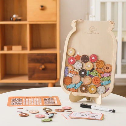 Wooden Reward Jar for Kids – Behavior Chart with Tokens, Habit Tracker & Coupons