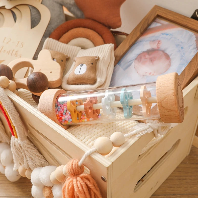 Wooden Rainmaker Toy – Montessori Sensory Shaker for Babies & Toddlers