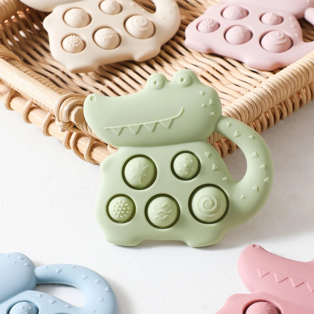 Crocodile Silicone Sensory Toy for Babies – Tactile Fidget & Teether