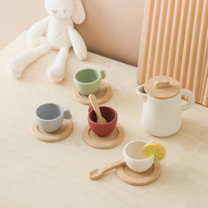 Montessori Tea Party Set – Natural Wood & Food Grade Silicone