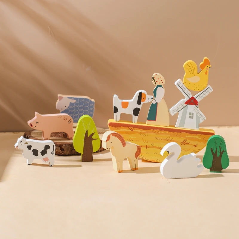 Montessori Farm Animal Stacking Toy – Balancing Game for Toddlers & Kids