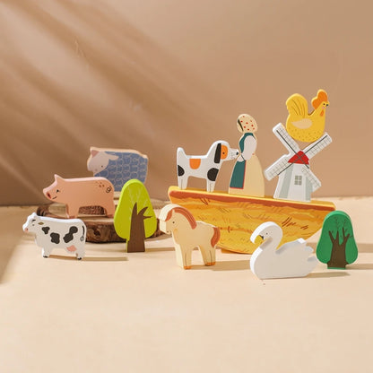 Montessori Farm Animal Stacking Toy – Balancing Game for Toddlers & Kids