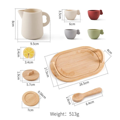 Montessori Tea Party Set – Natural Wood & Food Grade Silicone