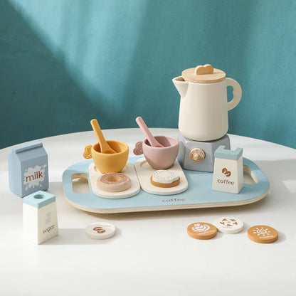 Montessori Wooden Coffee Set with Biscuits – Pretend Play Toy