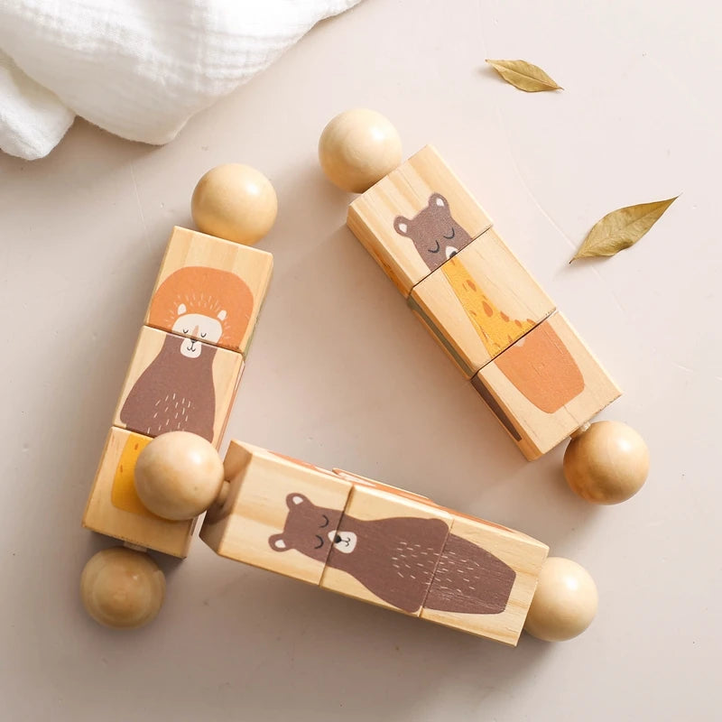 Montessori Wooden Rotating Animal Rattle – Early Learning Sensory Toy for Babies & Toddlers