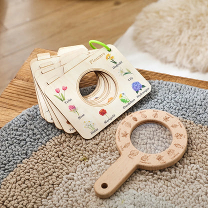 Wooden Flower & Leaf Discovery Set for Kids – Montessori Nature Exploration Toy