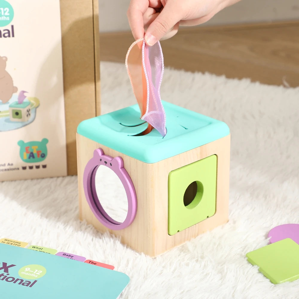 Montessori Wooden Activity Box for 9–12 Months – Educational Baby Toy Set