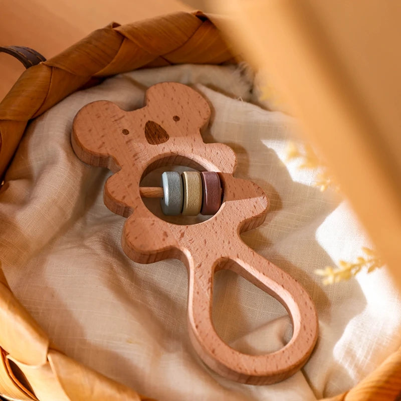 Wooden Montessori Animal Rattle