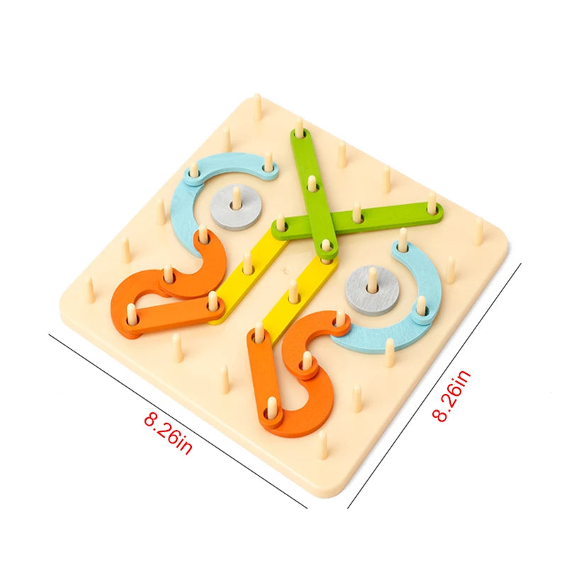 Wooden Peg Board Construction Set – Montessori Engineering & Creativity Toy