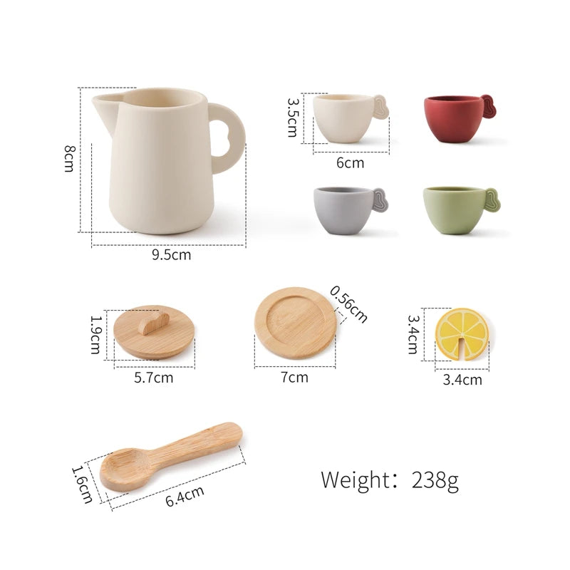 Montessori Tea Party Set – Natural Wood & Food Grade Silicone
