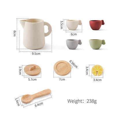 Montessori Tea Party Set – Natural Wood & Food Grade Silicone