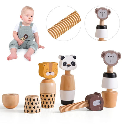 Wooden Animal Twist Toy for Toddlers – Montessori Fine Motor Learning Set