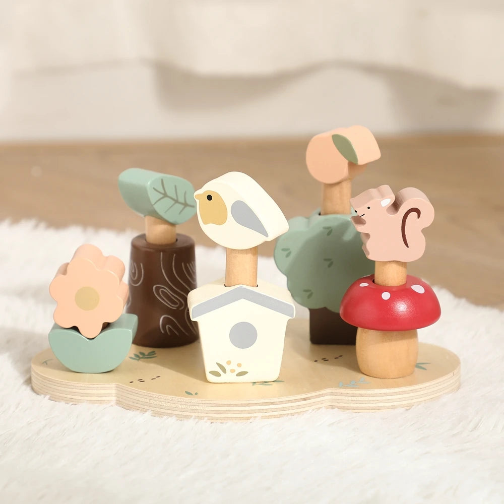 Montessori Wooden Forest Pop Up Toy – Nature Animal Play Set for Toddlers