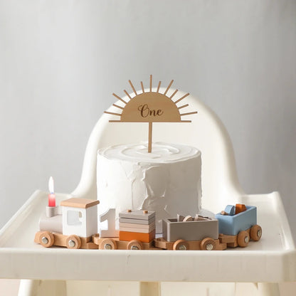 Wooden Birthday Train Set – Number Display 1–5 for Baby & Toddler Celebrations