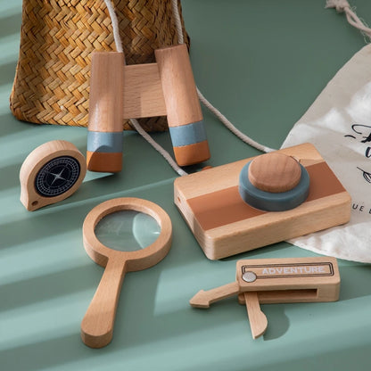 Montessori Wooden Adventure Kids Toy Set – Camera, Compass, Binoculars & More
