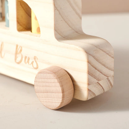Montessori Wooden Pop-Up Animal Bus Toy