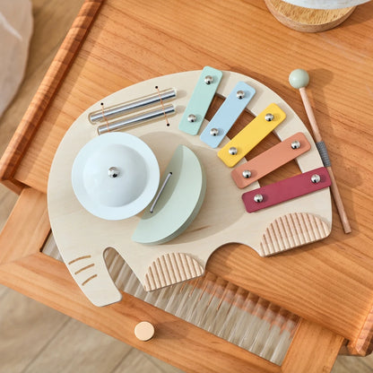 Elephant Wooden Musical Toy – 4-in-1 Montessori Music Board for Toddlers