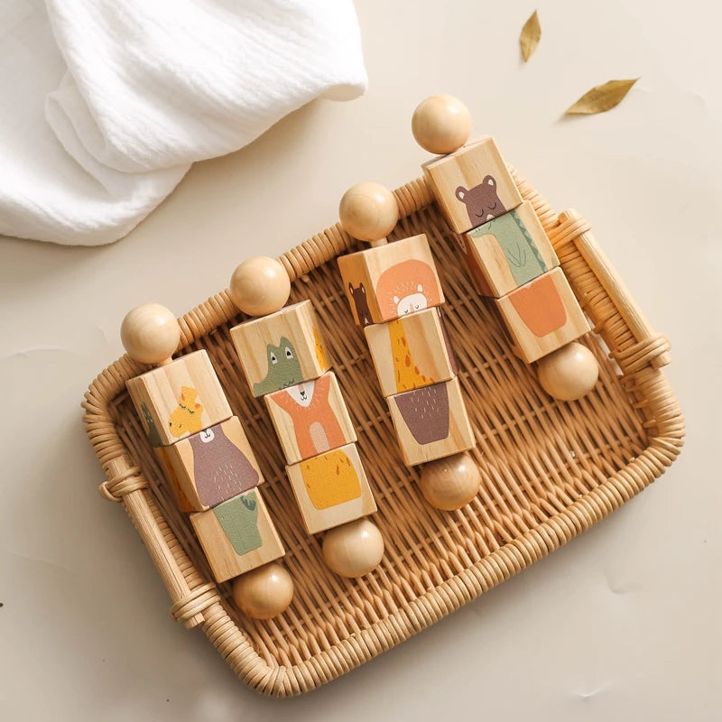 Montessori Wooden Rotating Animal Rattle – Early Learning Sensory Toy for Babies & Toddlers