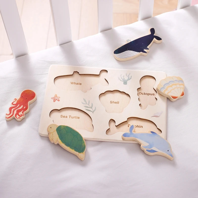 Montessori Wooden Puzzles - Toddler Fine Motor Skills Toy