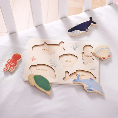 Montessori Wooden Puzzles - Toddler Fine Motor Skills Toy