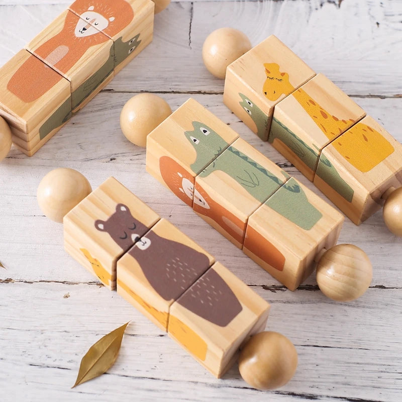 Montessori Wooden Rotating Animal Rattle – Early Learning Sensory Toy for Babies & Toddlers
