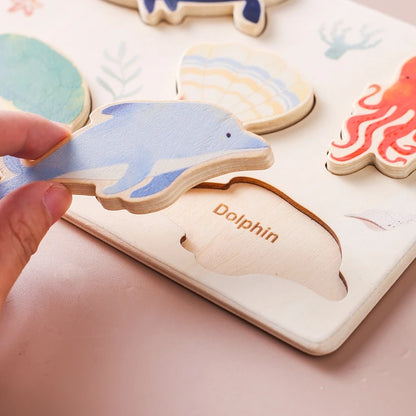 Montessori Wooden Puzzles - Toddler Fine Motor Skills Toy