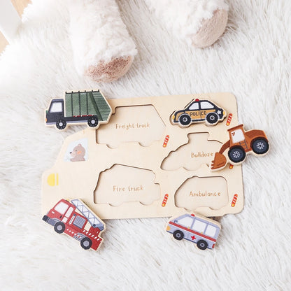 Toddler Learning Puzzle – Chunky Wooden Animal & Vehicle Matching Boards