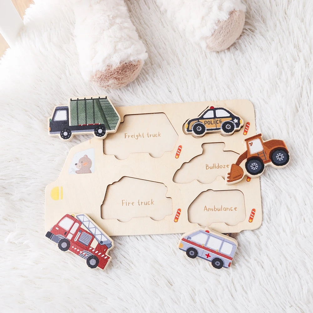 Montessori Wooden Animal & Vehicle Puzzle Set