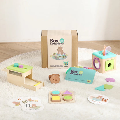 Montessori Wooden Activity Box for 9–12 Months – Educational Baby Toy Set
