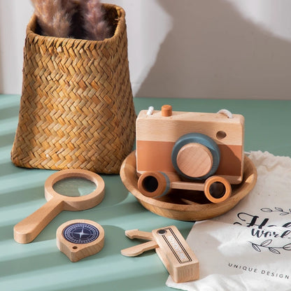 Montessori Wooden Adventure Kids Toy Set – Camera, Compass, Binoculars & More