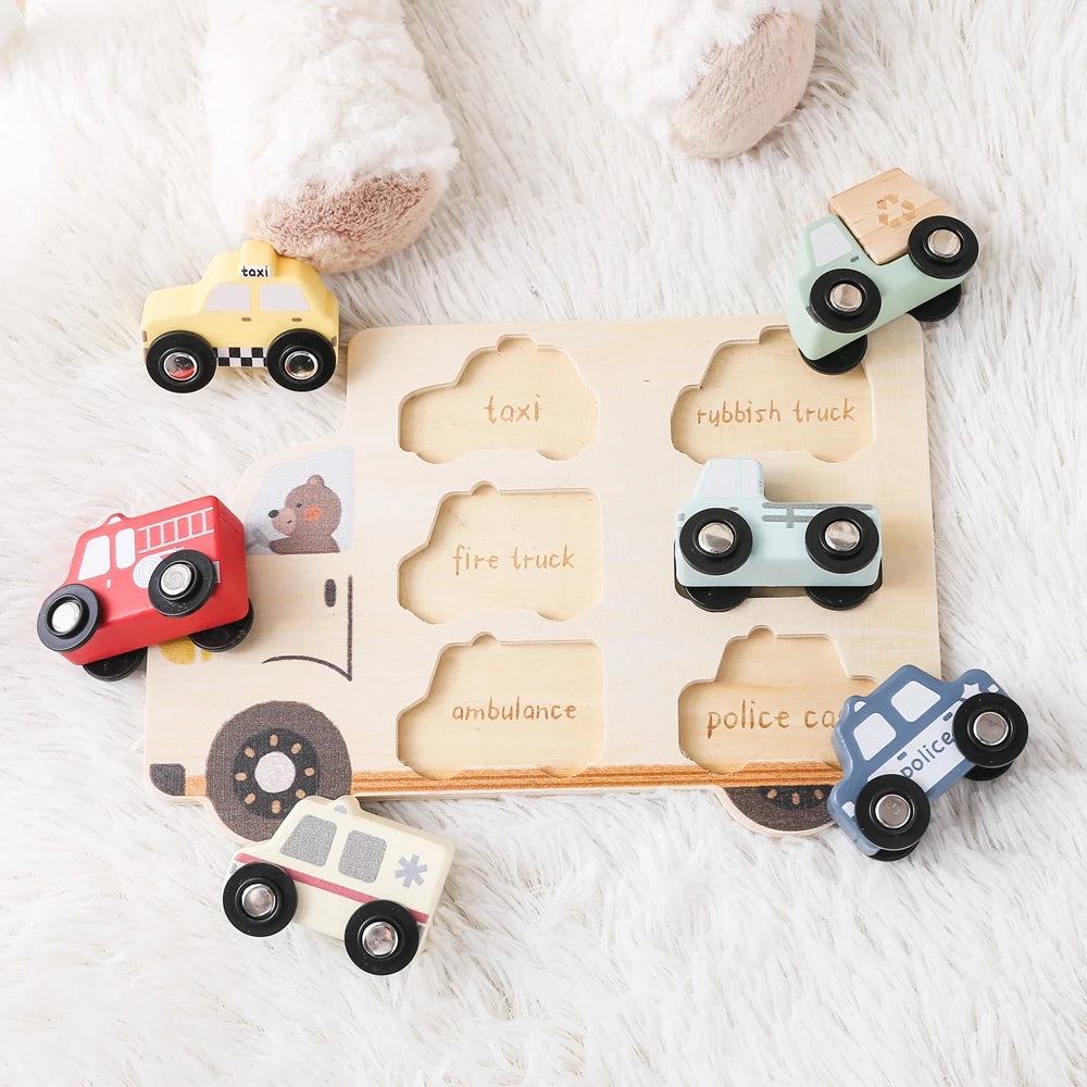 3D Montessori Wooden Vehicle Puzzle