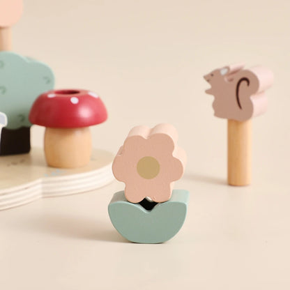 Montessori Wooden Forest Pop Up Toy – Nature Animal Play Set for Toddlers