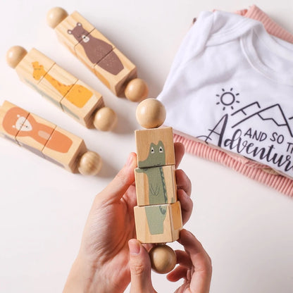 Montessori Wooden Rotating Animal Rattle – Early Learning Sensory Toy for Babies & Toddlers
