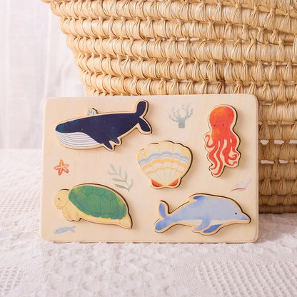 Montessori Wooden Puzzles - Toddler Fine Motor Skills Toy