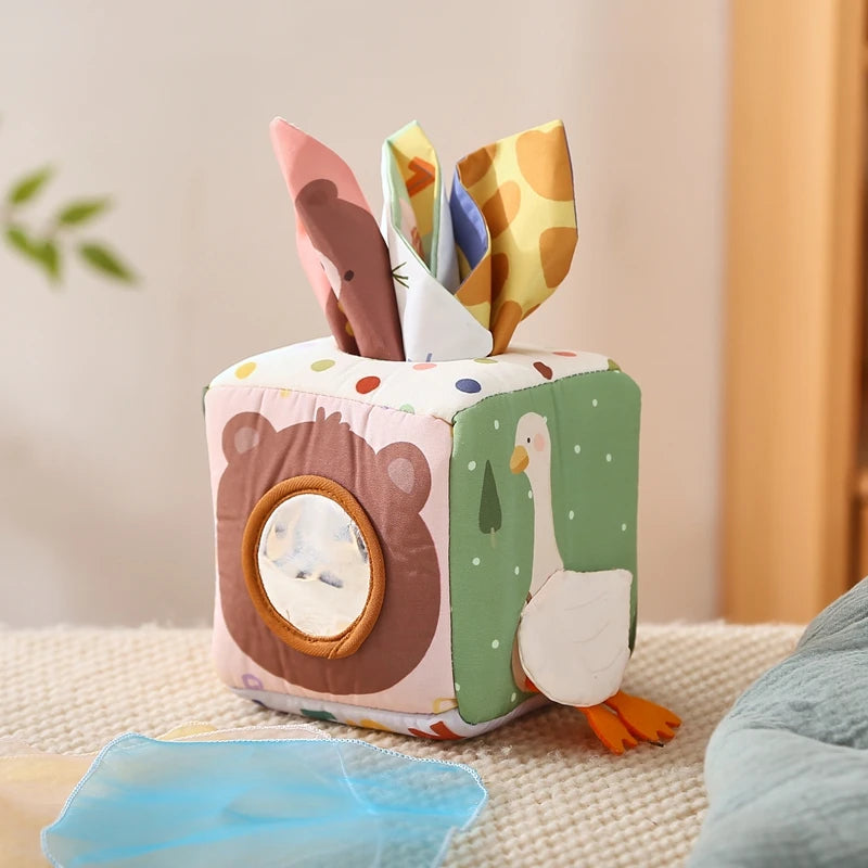 Animal Sensory Activity Box – Plush Baby Learning Cube