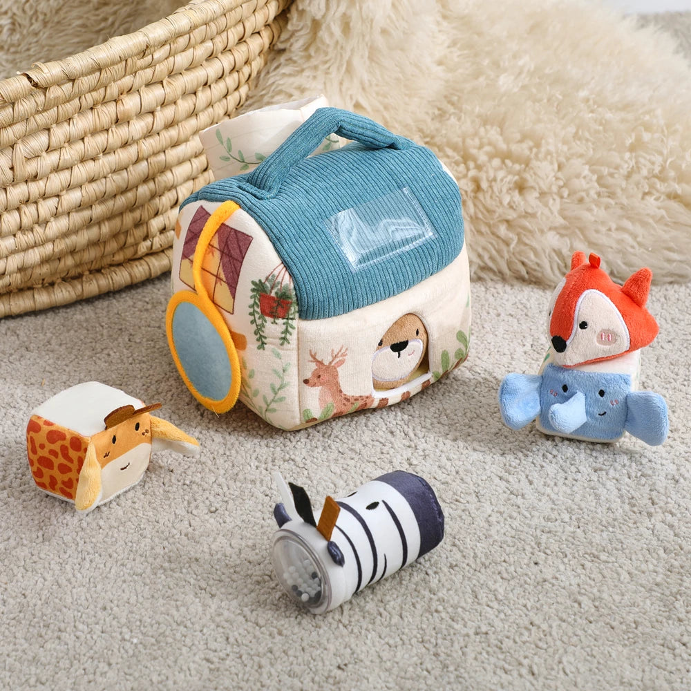Plush Barn Toy Set with Soft Animals – Montessori Baby Learning Toy