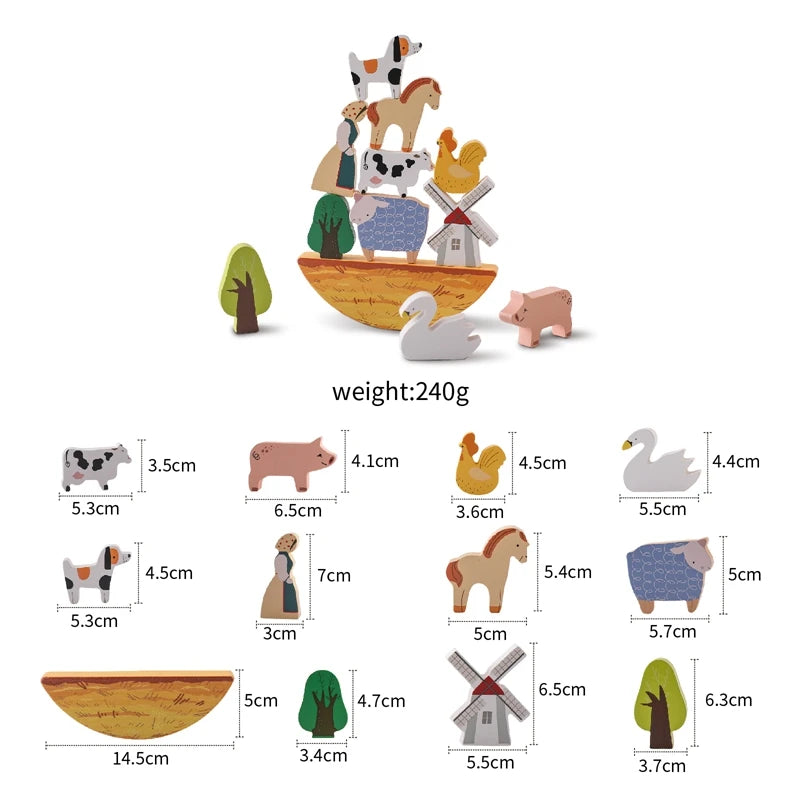 Montessori Farm Animal Stacking Toy – Balancing Game for Toddlers & Kids